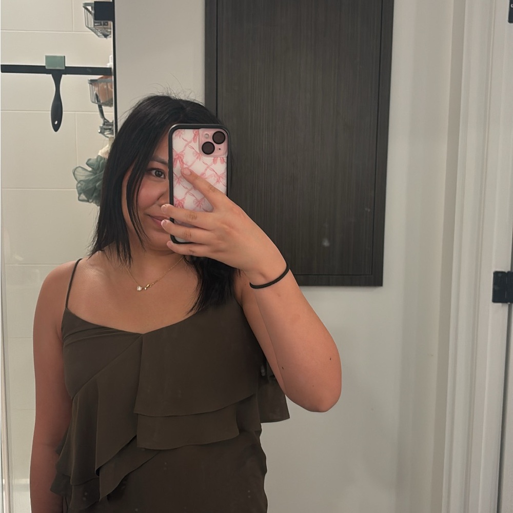J. Crew Olive Green Ruffle Camisole